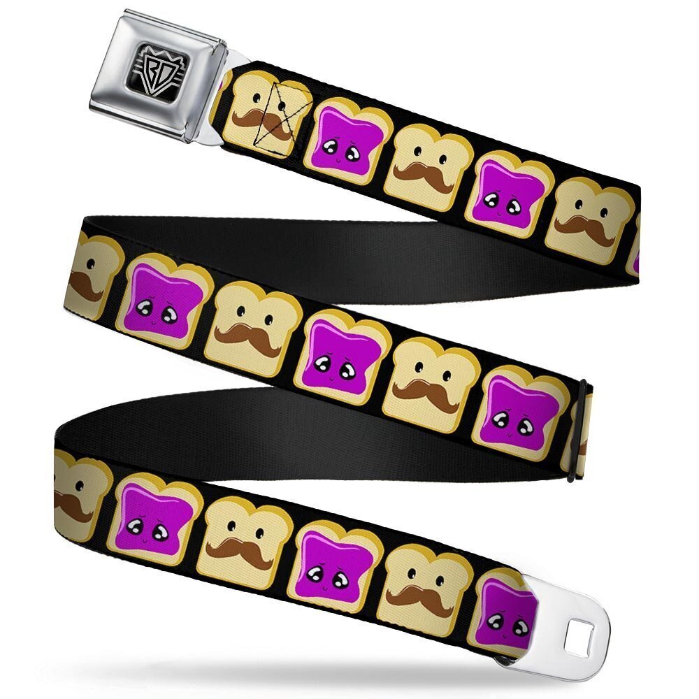 3958 Seatbelt Belt - Peanut Butter w/Mustache & Jelly - 1.0" Wide - 20-36
